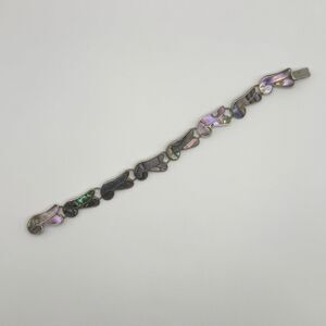 925 Sterling Silver 7in Abalone Bracelet Iridescent Shell Jewelry Vintage